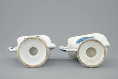 A pair of Chinese blue and white helmet-shaped jugs, Qianlong, 18th C.